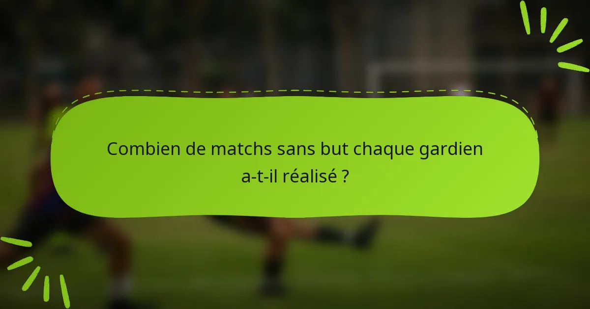 Combien de matchs sans but chaque gardien a-t-il réalisé ?