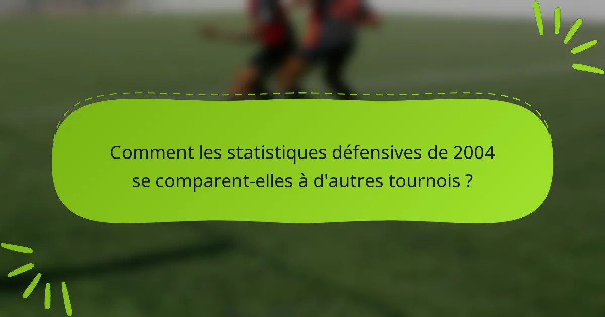 Comment les statistiques défensives de 2004 se comparent-elles à d'autres tournois ?