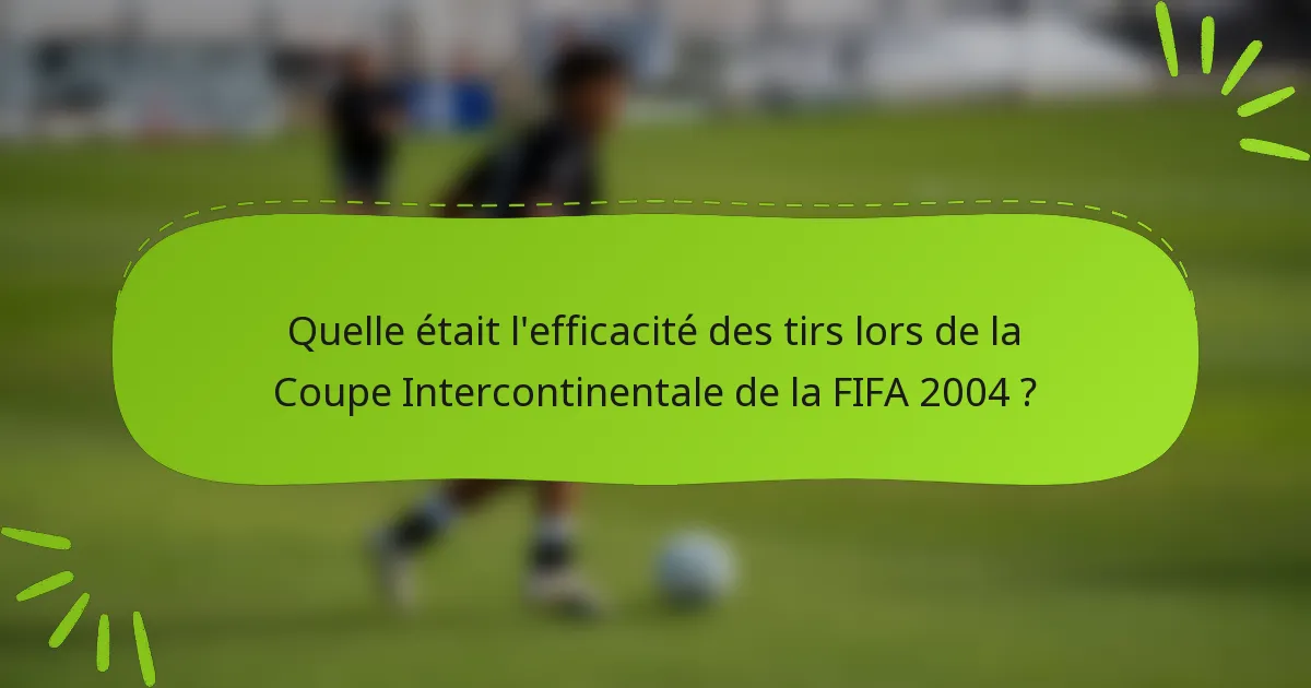 Quelle était l'efficacité des tirs lors de la Coupe Intercontinentale de la FIFA 2004 ?